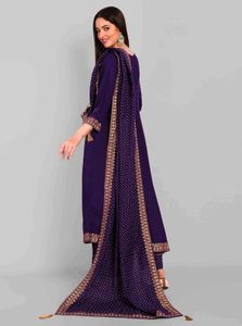 Elegant Purple Kurta Set with Palazzo &amp; Dupatta