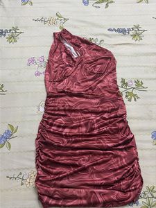 One-Shoulder  preety Marble Print Dress