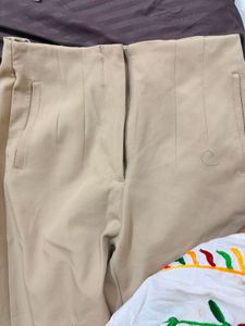 Classic Beige High-Waisted Trousers