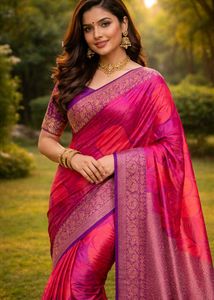 Semi banarasi saree with aari work blouse
