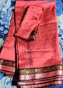 Elegant Peach Silk Saree excellent quality
