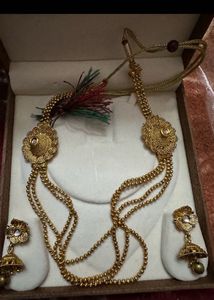 Exquisite Gold-Toned Layered Necklace &amp; Earring Se