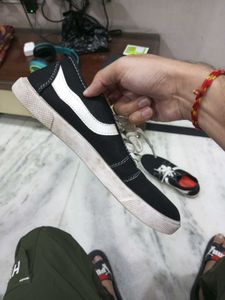 Black Canvas Sneakers with White Accents