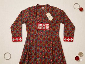 Long frock with Printed Shrug