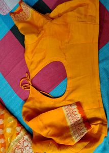 pure khaddi chiffon yellow lahariya banarasi Saree