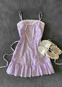 y2k Lavender Floral Mini Dress