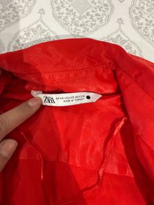 Red Long Sleeve Button-Down Shirt