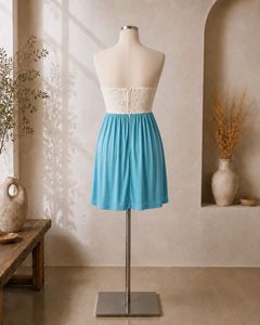 Chic Lace &amp; Turquoise Strapless Dress