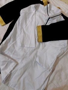 Long Kurta With Black Jacket/Emirati Thobe Set