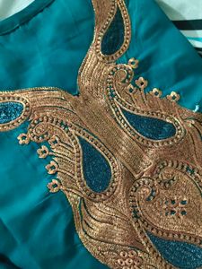 Kashmiri Teal Embroidered summer Kurta Set
