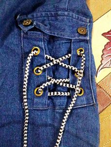 Stylish Denim Pants with Eyelet Detail