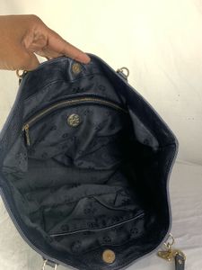 Authentic Tory Burch Black Leather Chain Tote