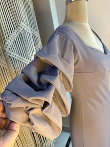 Pretty Puff Sleeves Slit Dress