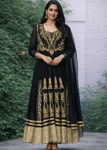 Elegant Black & Gold Embroidered Kurta Set