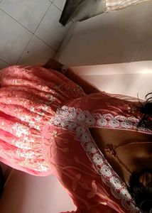 Elegant Pink Embroidered Gown