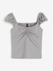 Cute Ruched Grey Crop Top