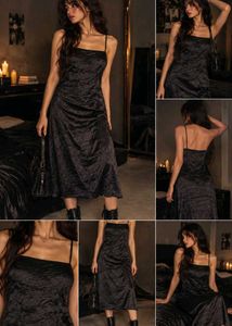 Sleek Black Spaghetti Strap Dress