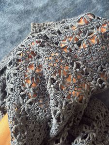 Gray Crochet Knit Top