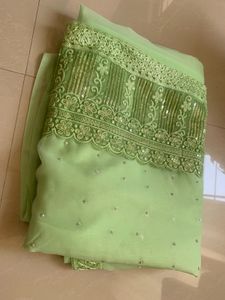 Fluorescent Green Saree
