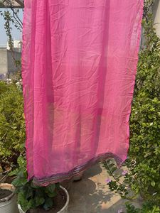 Vibrant Pink Dupatta with Embellished Border