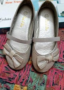 Sparkly Silver Bow Ballerina Flats
