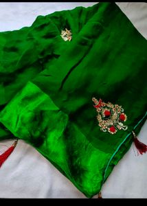 Elegant Green Embroidered Saree