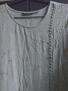 Light Blue Striped Kurta with Silver Detail