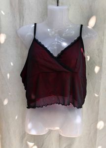 Sheer Lace Trim Crop Top