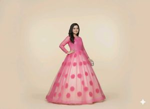Girl's Fuchsia &amp; Peach Evening Gown party wear