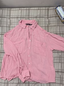 Pink Textured Button-Up Shirt