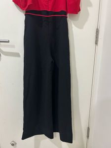 Chic Red-Black Cold Shoulder Jumpsuit- Stalk Buy L