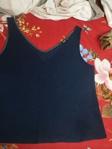 Branded Blue V Neck Top