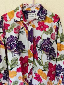 Vibrant Floral Print Linen Shirt