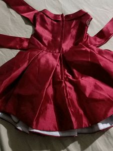 Baby Girl Maroon Frock Used Only For One Ho
