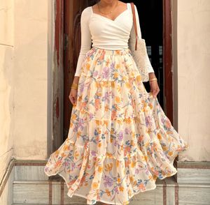 Floral Chiffon Skirt