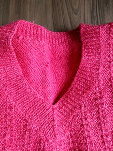 Carrot colour Hand Made sleeveless Woolen sweater for men (Adult ko easily aa jata hai)