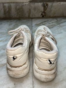 White Chunky Sneakers | Casual Lace-Up Shoes