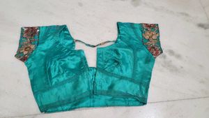 Stunning Teal Embroidered saree and blouse