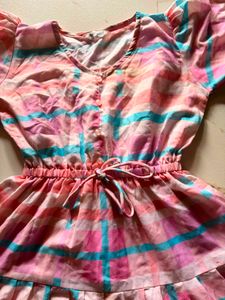 Cute Pink Plaid Puff Sleeve Dress