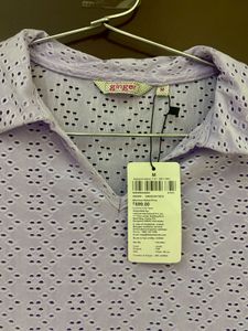Ginger Lavender schiffli knit top