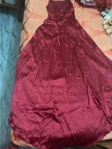 Elegant Maroon Satin Maxi Dress