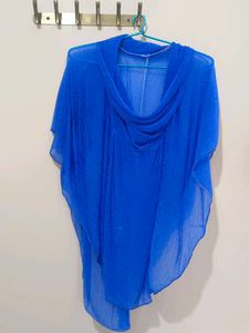 Vibrant Blue Sheer Drape Top
