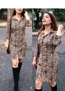 Leopard Print Shirt Dress