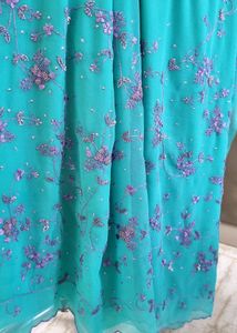 Teal Embellished Saree