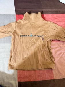 Cute "Camping is my Therapy" Turtle Neck Top
