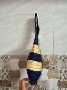 Striped Straw Tote Bag