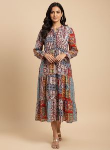 Only Multicolor Printed Midi Dress