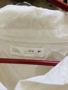 Zara White Twisted Crop Shirt