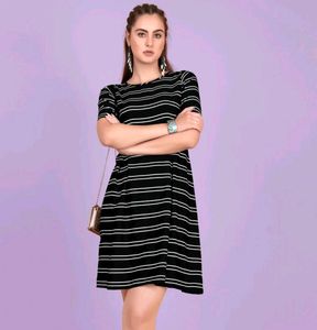 Black &amp; White Striped Dress