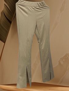 Stylish Beige Slit-Hem Pants Size S
